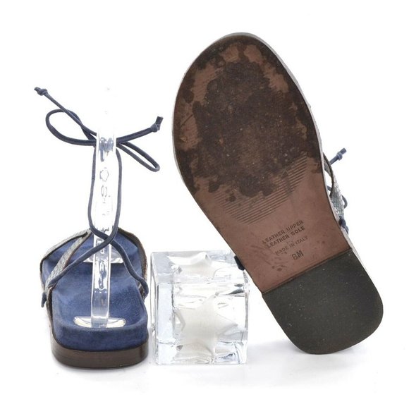 Fieramosca Blue Ankle Strap Snake Flat Sandals 8 M - Picture 3 of 5